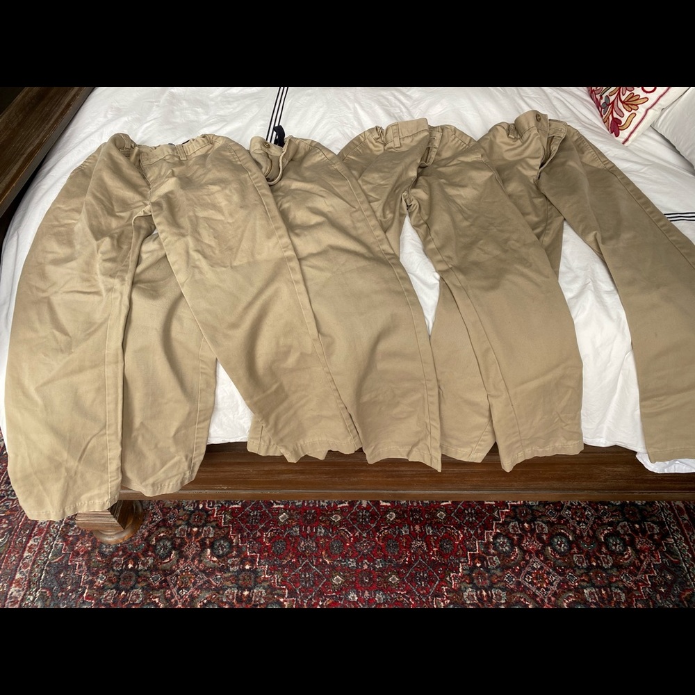 4 Pairs of Lands End Tan Pants and 2 Shorts